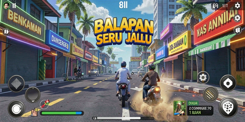 Gameplay Racing yang mendebarkan di 8II dengan mobil cepat.