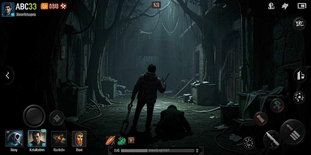 Tampilan gameplay menakutkan dari ABC33 dengan suasana yang mencekam.