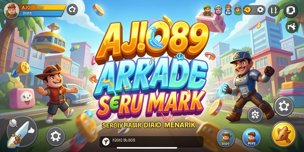 Tampilan utama AJO89 menampilkan gameplay aksi cepat dan penuh warna.