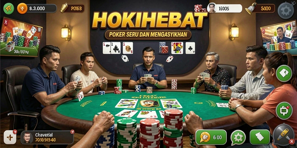 Tampilan grafik menarik dari gameplay Poker di HOKIHEBAT.