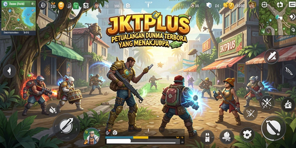 Screeshot gameplay JKTPLUS menunjukkan petualangan seru di dunia terbuka.