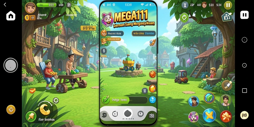 Tampilan gameplay <strong>MEGA111</strong> yang mengasyikkan dan penuh warna.