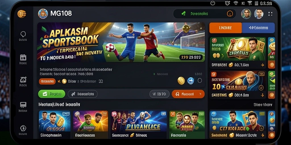 Screenshot MG108 menampilkan antarmuka sportsbook yang modern dan menarik.