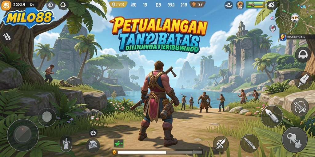 Tampilan gameplay Open World dalam MILO88 yang menarik dan penuh warna.