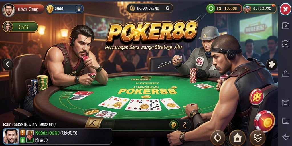 Screenshot POKER88 menampilkan aksi pertarungan yang intens dan seru.