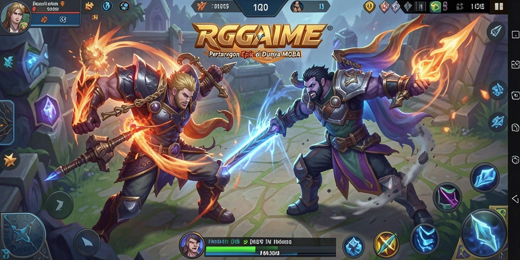 Screenshot menampilkan aksi seru gameplay RPGAME di arena pertarungan MOBA.